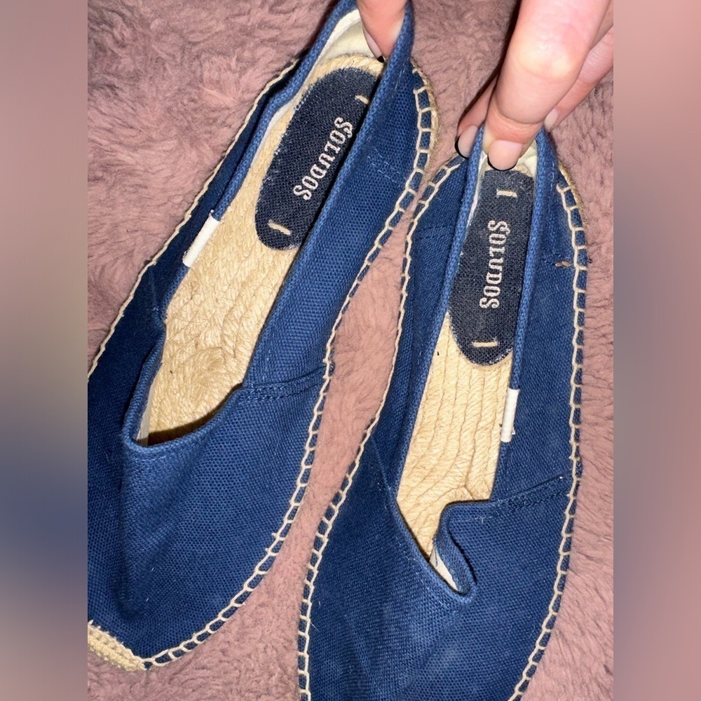 Soludos women’s espadrille blue slip on flats 9.5 vacation spring summer - Picture 10 of 11